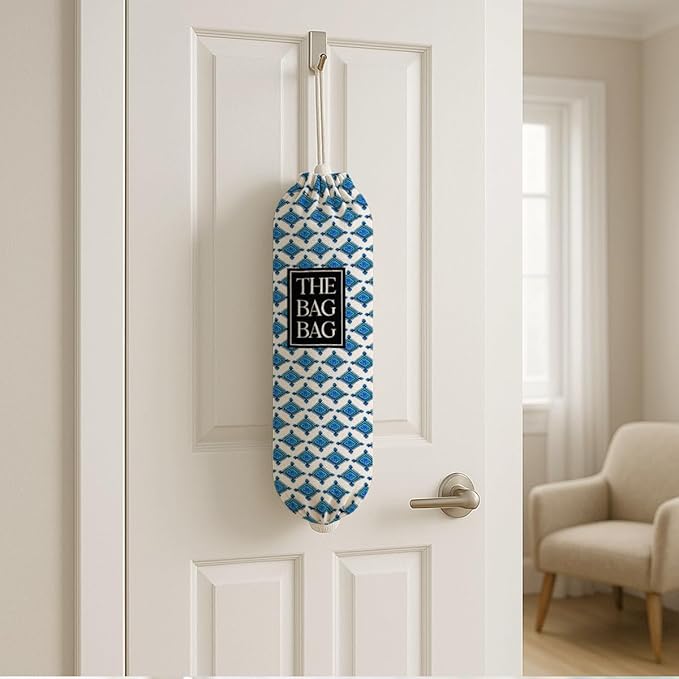 The Bag Bag Grocery Bags Holder, Rustic Organizer For Shopping Sack, Wall Mount Grocery Sack Storage Container Dispenser, Reusable Hanging Plastic Sacks Dispenser, Gift for Female Family and Friends