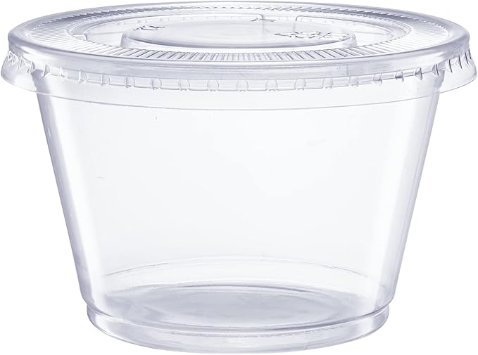 GUSTO 4 oz Jello Shot Cups with Lids [200 Count] Clear Plastic Portion Containers, Condiment Cups for Sauces, Dressings & Samples – Durable, Stackable, Leak-Resistant (Formerly Comfy Package)
