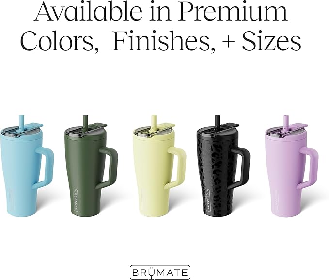 BrüMate Era Flip 30oz Tumbler with 100% Leakproof Covered Straw Lid | Hygienic Covered Straw | Insulated Stainless Steel Water Bottle with Handle | Cup Holder Friendly | BPA-Free (Primrose)