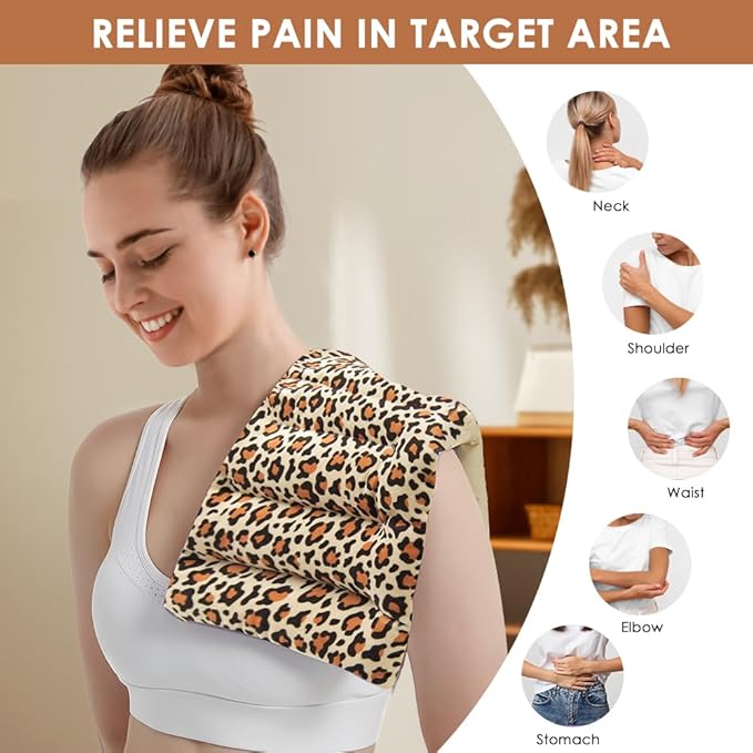 Microwave Heating Pad for Pain Relief, 8 x 16 Microwavable Moist Heat Pads for Neck, Shoulder, Back, Knee, Period Cramps, Rice Heat Pack Hot & Cold Compress Reusable & Portable