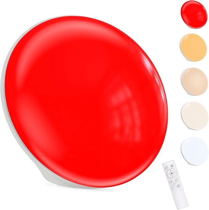 670nm Red Light Therapy Sleep Device & 10,000 Lux Sun Lamp – Dual Function Sleep Aid and Sunlight Lamp, Red Night Light Lamp to Support Deep Relaxation and Improve Sleeping for Adult & Kid Bedroom