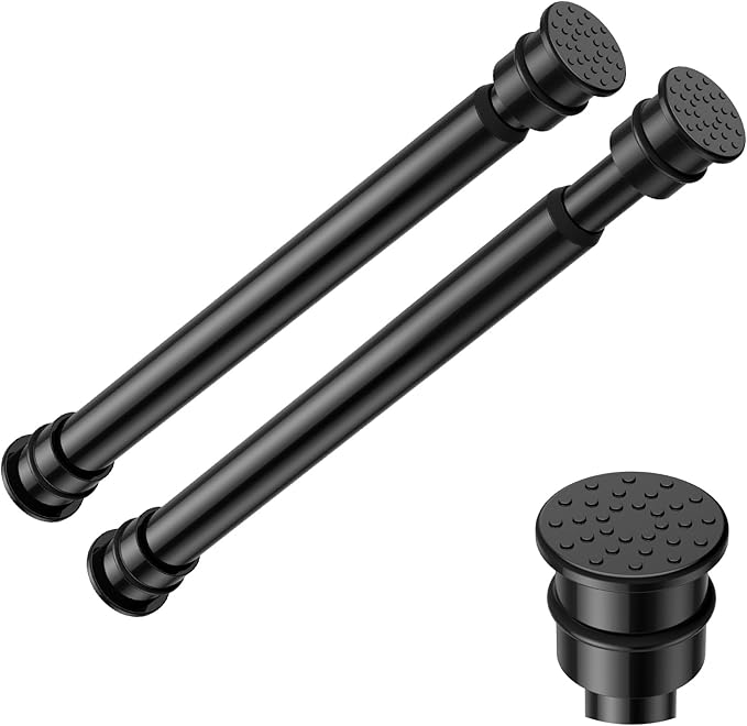 Fvonzon 2 Pack Small Tension Rods 8-12.5 Inch, Thin Tension Curtain Rod, Mini Spring Rod for Closet, Cabinet & Kitchen, Tiny Curtain Rod Tension, Short Closet Rods, Black