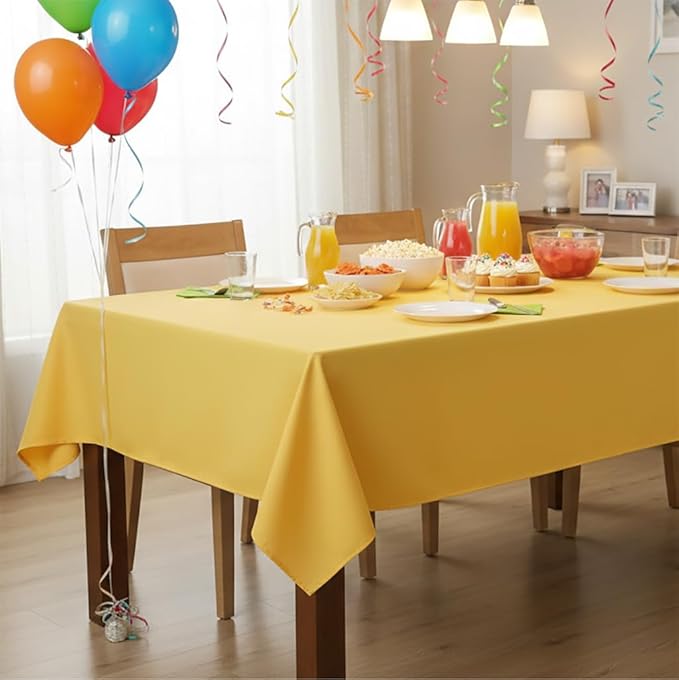 sancua Rectangle Tablecloth - 70 x 120 Inch - Stain and Wrinkle Resistant Washable Polyester Table Cloth, Decorative Fabric Table Cover for Dining Tables, Buffet Parties and Camping, Yellow