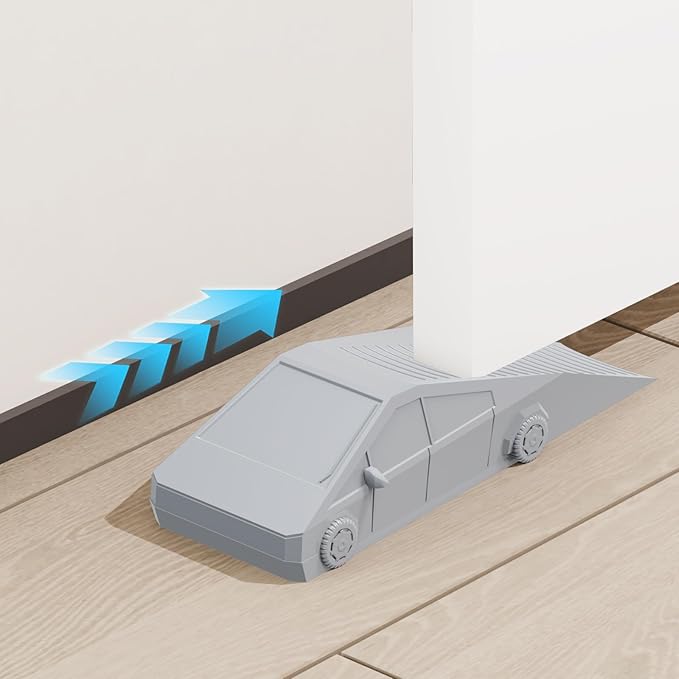 Funny Tesla Cybertruck Door Stoppers for Bottom of Door, Anti-Slip Rubber Heavy Duty Door Stop Wedge, Large Doorstop 2 inches High Gate Holder Suits Any Floor＆ As a Gifts