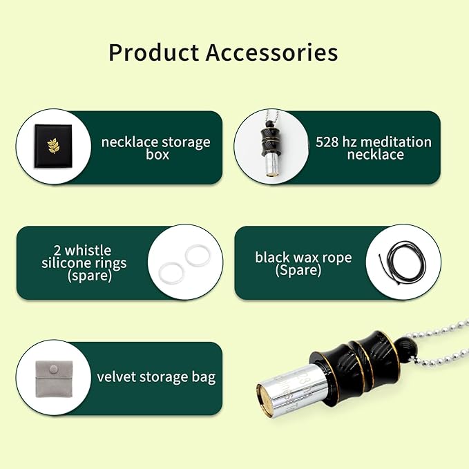 528Hz Breathing Meditation Necklace - Anxiety Relief Whistle, Stress Reduction & Mindfulness Tool for Focus, Calm Breathing - Bronze Bamboo Whistle