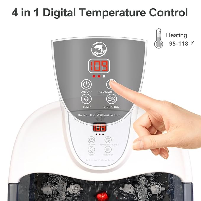 Foot Spa Bath Massager with Heat, Foot Bath with 22 Massage Rollers, Temperature Control, Jets, Bubbles, Epsom Salt and Vibration. Foot Soaking Tub for Relaxation - Grey