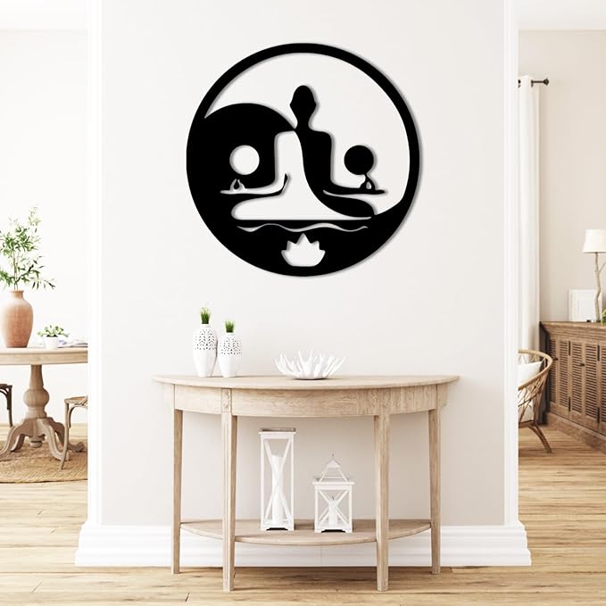 Metal Wall Decor-Metal Buddha Wall Decor, Metal Zen Wall Art, Yin Yang Wall Art, Buddha Wall Art, Meditation Wall Decor, Spiritual Wall Decor, Zen Wall Art, Yoga Room Wall Decor (Gold, 30x30in|76x76cm)