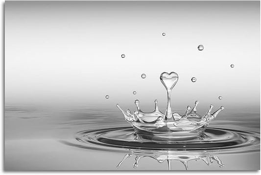 DCMVJHZV Heart Drop Bathroom Poster Black and White Wall Art Zen Bathroom Painting Wall Decor Yoga Meditation Picture Print Spa Room Bedroom Living Room Wall Decorations(16"x24" Unframed)