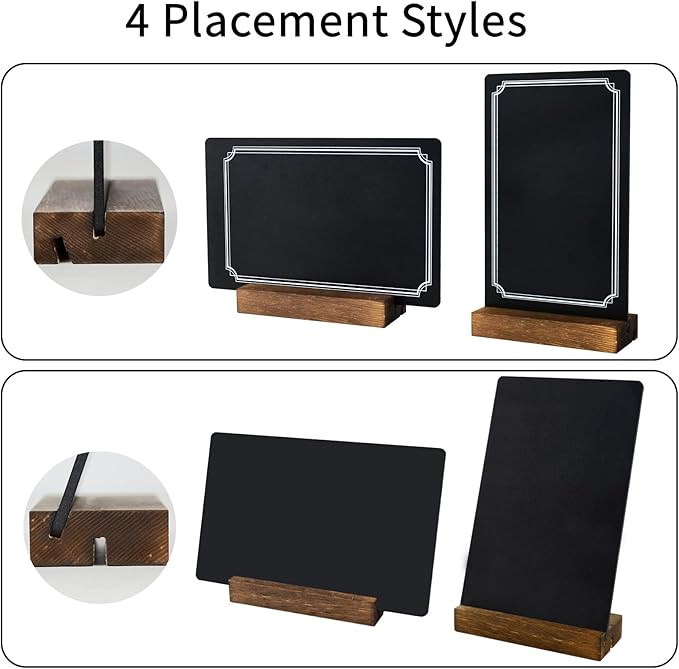 Small Chalkboard Sign with Stand, 8x5'' Table Top Double-Sided Mini Board With Wooden Base for Food Messages, Restaurant, Bar, Party, Store Decoration (1 Pack)