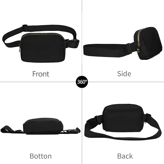 VOROLO Waist Pack for Running Fanny Pack for Women and Men Gift Crossbody Belt Bag Bum Bag with Adjustable Strap for Sports for Men and Women Black with rope
