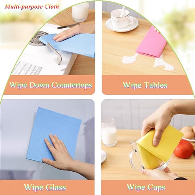 5Pcs Absorbent Sponge Cloth, Cleaning Cloth for Kitchen Outdoor, Multi-Color, 7.88"x7.1"