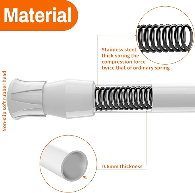 2 Pack Spring Tension Curtain Rod Adjustable 15.7-28 Inches，5/8" Diameter， White，Small Short Expandable Spring Loaded Curtain Tension Rods For Window, Bathroom, Cupboard,Kitchen