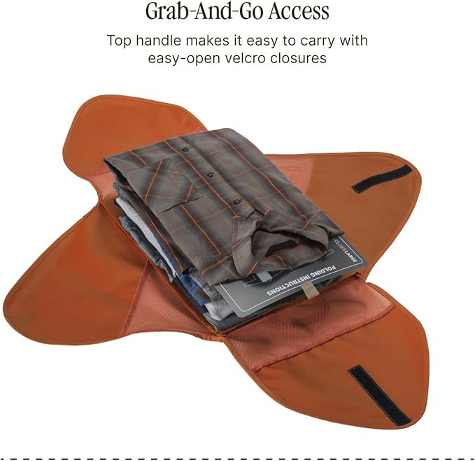 Eagle Creek Pack-It Reveal Garment Folder - Travel Garment Bag with Compression Wings to Maximize Luggage Space - Convenient Top Handle - Quick Drying Material - Mandarin - Large
