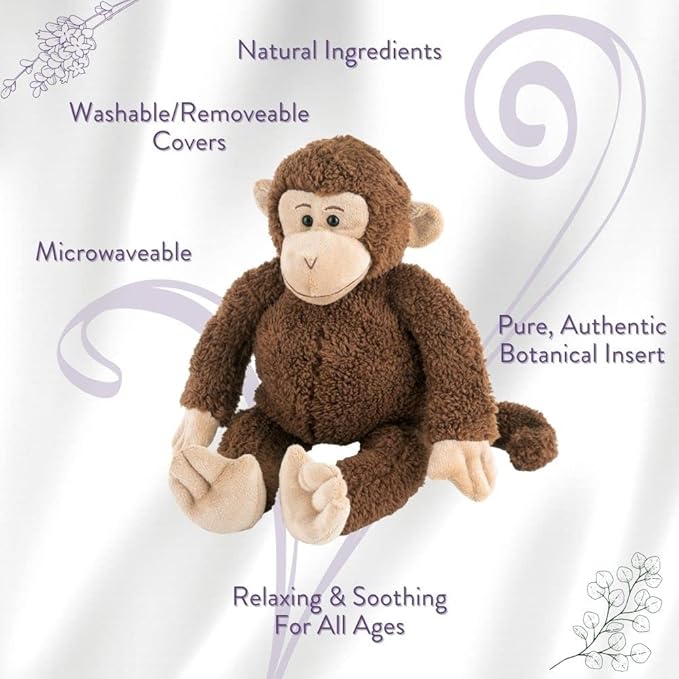 Sonoma Lavender Microwaveable Aromatherapy Pillows, Lavender Scented, Spunky The Lavender Monkey 12" with Removable Washable Cover Lavender Scented