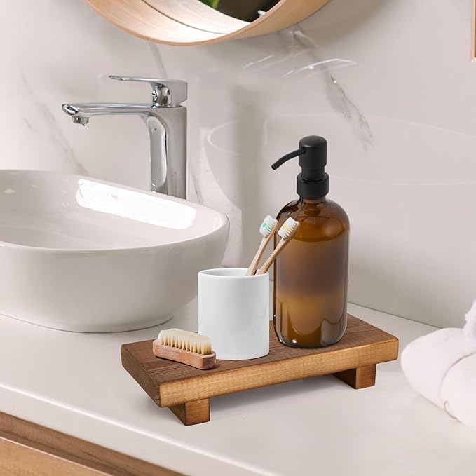 Handmade Solid Wood Soap Riser Stand - Rustic Farmhouse Style Tray for Kitchen, Bathroom & Home Décor | Stable Wooden Soap Holder & Countertop Organizer (10x4.7 Inch)