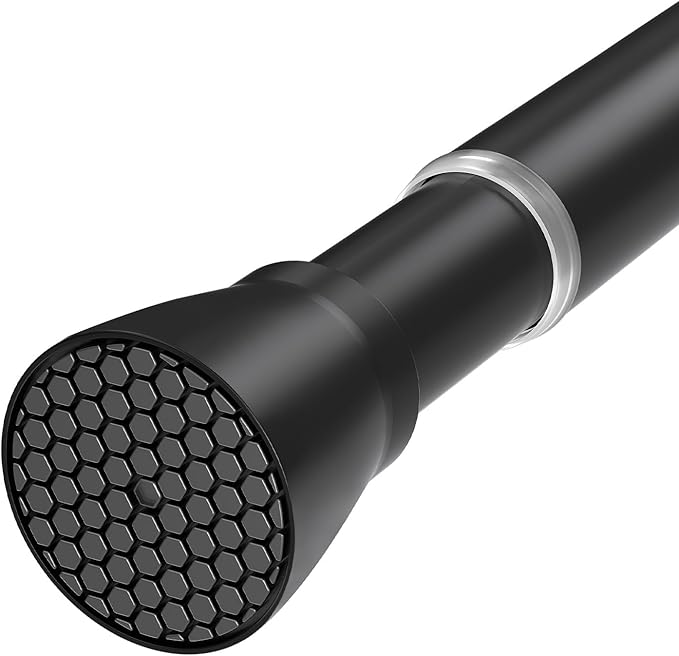 Black Tension Curtain Rod 28 to 48 Inch Spring Rod No Drilling Adjustable Shower Curtain Rod for Windows, Bathrooms, Closet, Kitchen