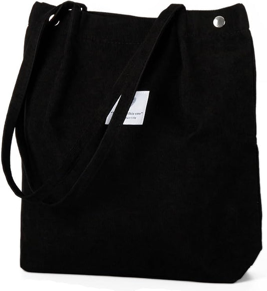 Corduroy Tote Bag Cute Tote Bags for Women Shoulder Bag with Inner Pocket for Work Beach Travel and Shopping Grocery