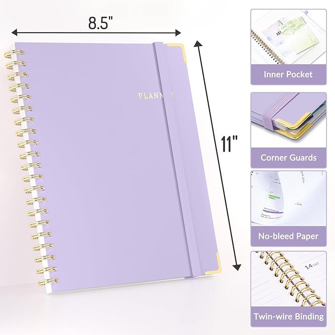 Forvencer Academic Planner 2026-2027, July 2026-June 2027 Weekly & Monthly Hardcover Calendar Planner, 8.5" X 11", Daily Agenda Book, School Office Notebook College Teacher Organizer A4, Tender Yellow