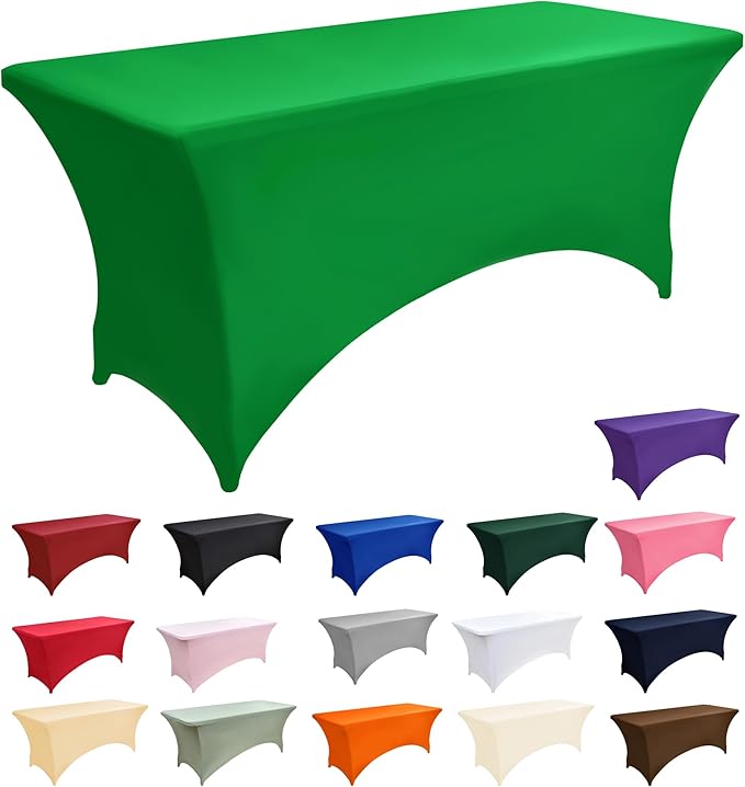 ZarzaaSik 2-Pack 6ft Spandex Table Covers for Rectangle Standard Folding Tables - Wrinkle Resistant Stretch Tablecloths - Ultimate Fitted Table Protector for Parties, Trade Shows, Banquet
