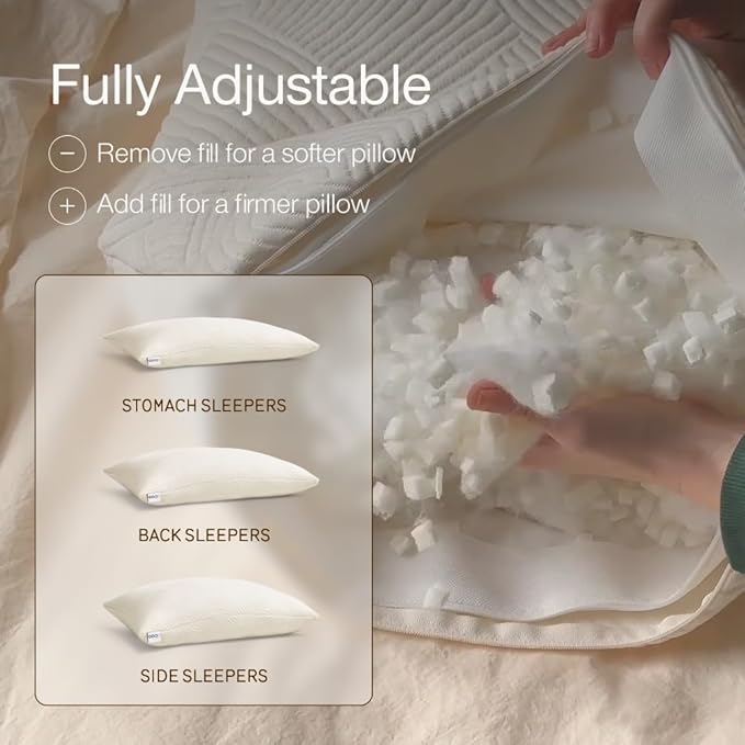 Coop Home Goods Adjustable Latex Pillow King, with Talalay Latex & Microfiber Fill, Best Pillows for Sleeping, Naturally Cooling, Eco-Friendly, Medium Firm Pillow for Back, Stomach or Side Sleepers