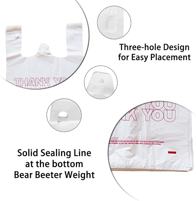 TashiBox [350 Count Thank You plastic bags/T-shirt Bags/Shopping Bags/Disposable Grocery Bags(11.5" X 6.25" X 21") 15mic, 0.6 Mil