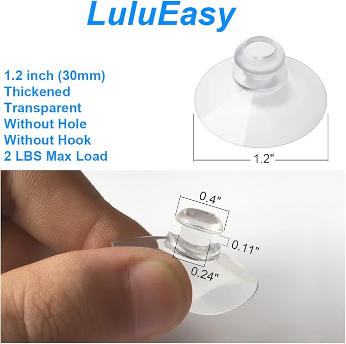 12 Pieces 1.2 inch Small Clear Suction Cups for Glass, Without Hooks Without Holes, Thick Professional Sucker Pads for Organization Decoration Window Bathroom Kitchen Car Radar Detector
