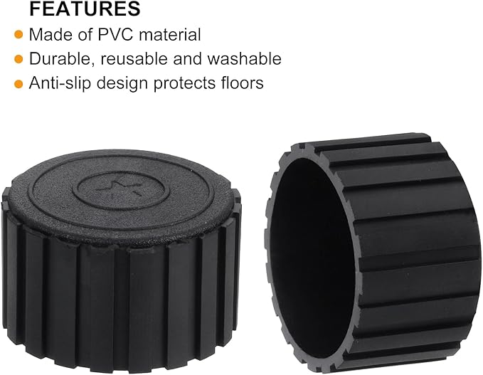 uxcell 4Pcs Chair Leg Tips Caps, 1-7/8" PVC Non-Slip Feet End Caps Cover, Round Chair Leg Floor Protectors for Furniture, Black