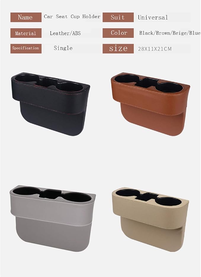 Car Seat Organizer Cup Drink Holders Multi Functional Gap Filler Storage Box Insert Organization Helps Reduce Distracted Driving&Holds Phone Mount Mug Bottle Cellphone (PUBD-Beige)