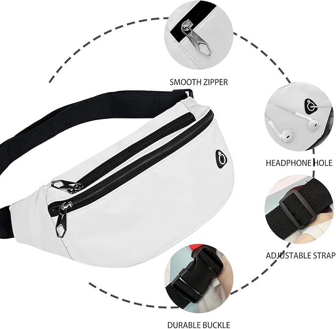 Fanny Packs for Men and Women, Waterproof Sports Waist Pack Bag for Travel Hiking Running Hands-free