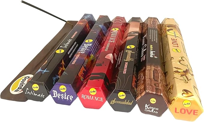 Sreevani Incense Sticks Variety Pack #11 and Incense Stick Holder Bundle with 6 Love Fragrances