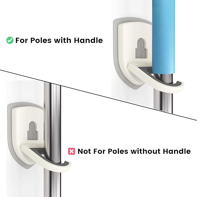 ROCKYGFI Broom Holder Wall Mount Self Adhesive, Broom and Mop Organizer Wall Hanging, No Drilling Anti-Slip Broom Hook Over Door for Home, Kitchen, Garden, Garage Storage (4-Pack, Coral Pink)