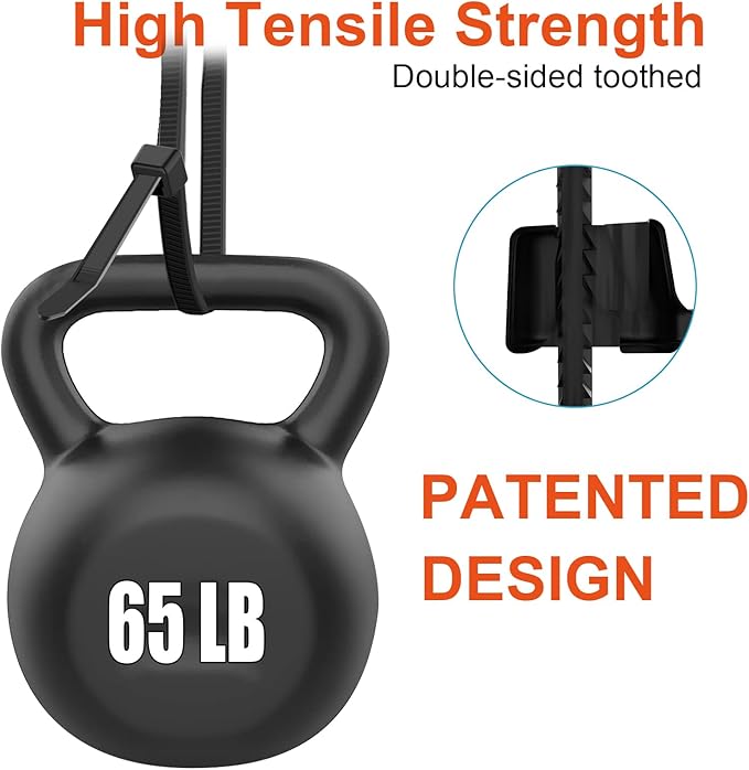 8 Inch Zip Ties Double Sided Toothed (Bulk 1000 Pack Black), 65lbs Tensile Strength Heavy Duty Cable Wire Ties with Self-Locking Adjustable Nylon Tie Wraps for Indoor Outdoor (Patented Design)
