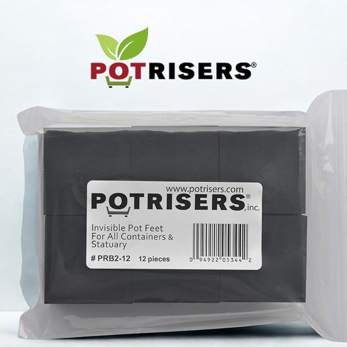 POTRISERS Large 2" x 2" x 3/4" - 12 Pieces Outdoor Plant Risers & Drainage Invisible Pot Feet Elevates up to 3 Planters, Pots, or Statues – Ideal for Patios, Decks, and Gardens