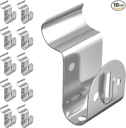 Vinyl Siding Hooks, 10-Pack Stainless Steel No Hole Vinyl Siding Clips, Holds up to 20lbs, Heavy Duty Siding Hooks for Hanging Outdoor, Double Clips for Wreaths, String Lights, Signs, Easter Decor