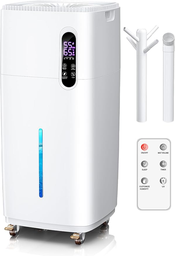 26L/5.7Gal Humidifier Large Room 3000 ft², Supersized Cool Mist, 38H Quiet Humidifiers for Bedroom, 2000mL/h Mist Output, Touch/Remote Control, Humidifiers for Home, Whole House, Plant, White