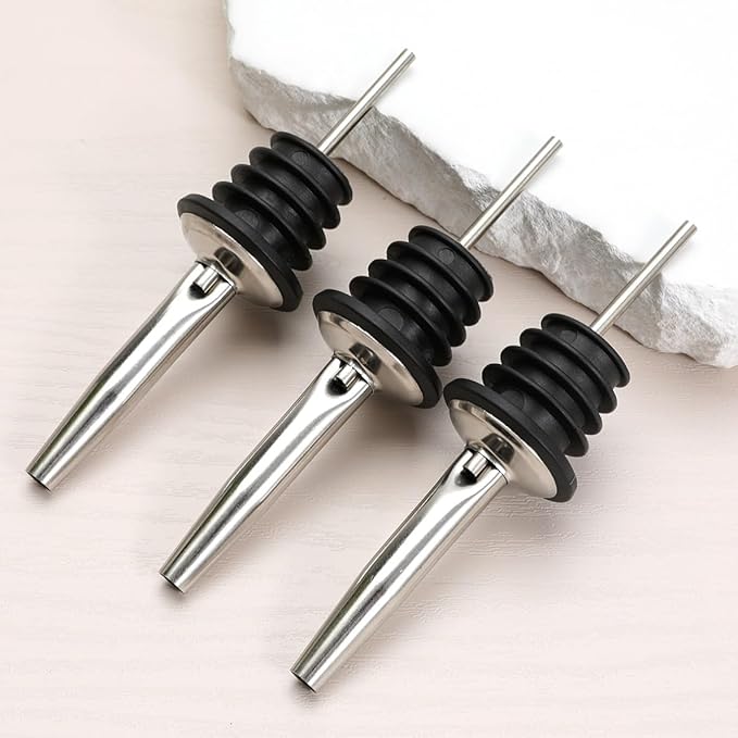 (12 Pack Stainless Steel Classic Bottle Pourers w/Tapered Spout