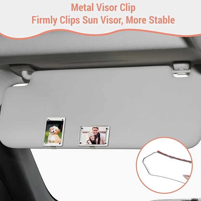 4Pcs Car Clip Picture Holder,Personalized Car Picture Frame,Acrylic Car Photo Holder,Magnetic Car Sun Visor Photo Clip,Visor Clip Photo Frame Hanging Decor Car Accessories for Mom Husband Family Photos