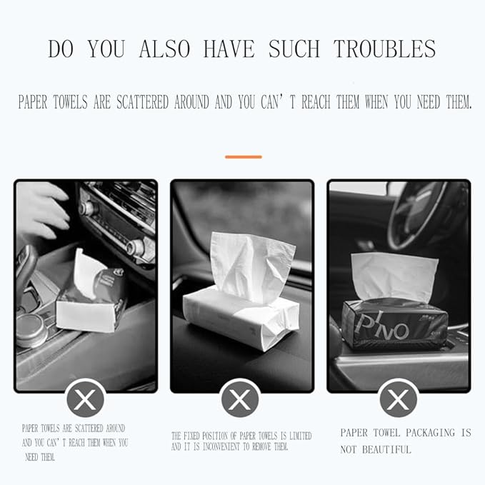 Car Tissue Holder, Extra Large Capacity car Tissue Box can Hold 130-180 tissues per Box, Size: 7.9"x5.1"x2.4"
