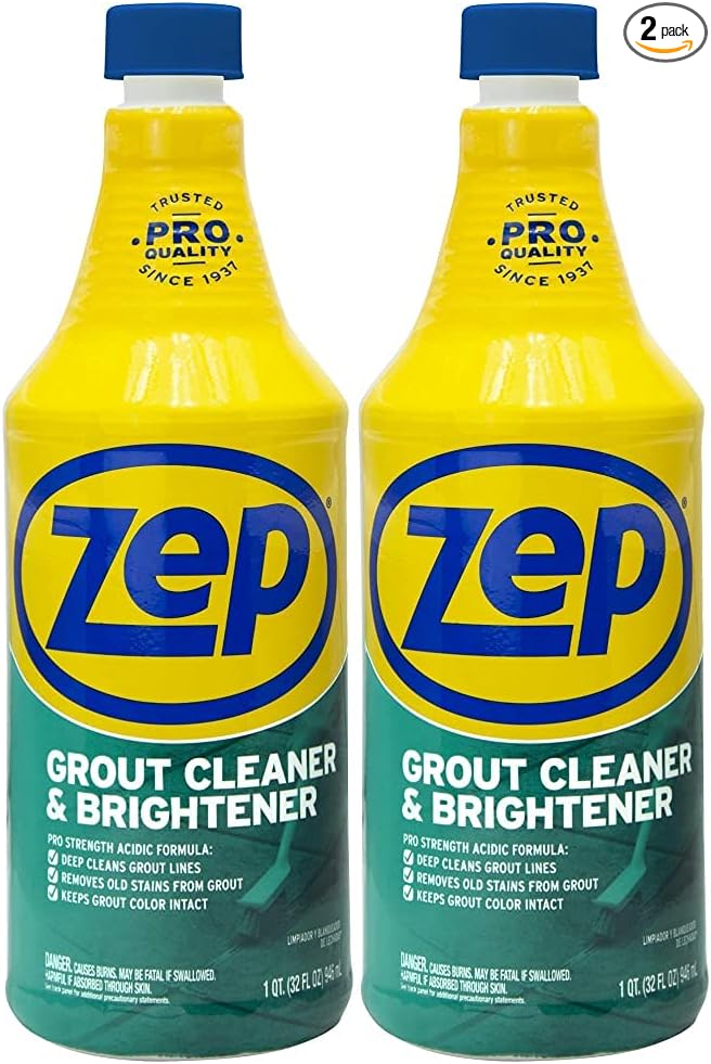 Zep Grout Cleaner and Brightener - 32 oz (Case of 2) - ZU104632 - Deep Cleaning Formula Removes Old Stains from Grout