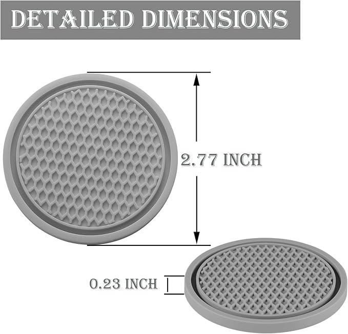 SINGARO Car Cup Coaster, 4PCS Universal Non-Slip Cup Holders Embedded in Ornaments Coaster, Car Interior Accessories, Gray