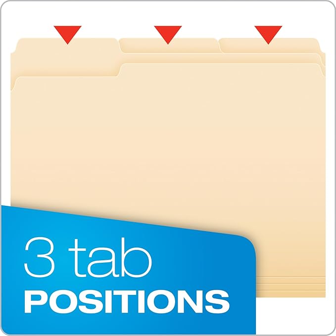 Pendaflex File Folders, 250 Bulk Pack, Durable Manila Folders, Letter Size (8.5" x 11"), 3 Tabs for Easy Labeling, Everyday Filing Essential for Offices, Classrooms & Home Document Organization