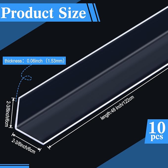 Sasylvia 10 Pcs 2-3/8 x 48 Inches Wall Corner Protector Guards, Avoid Scratching Scuffs, Clear Vinyl Corner Trim Molding, Easy to Install & Cleaning for Door Countertop Furniture Cabinet Protection