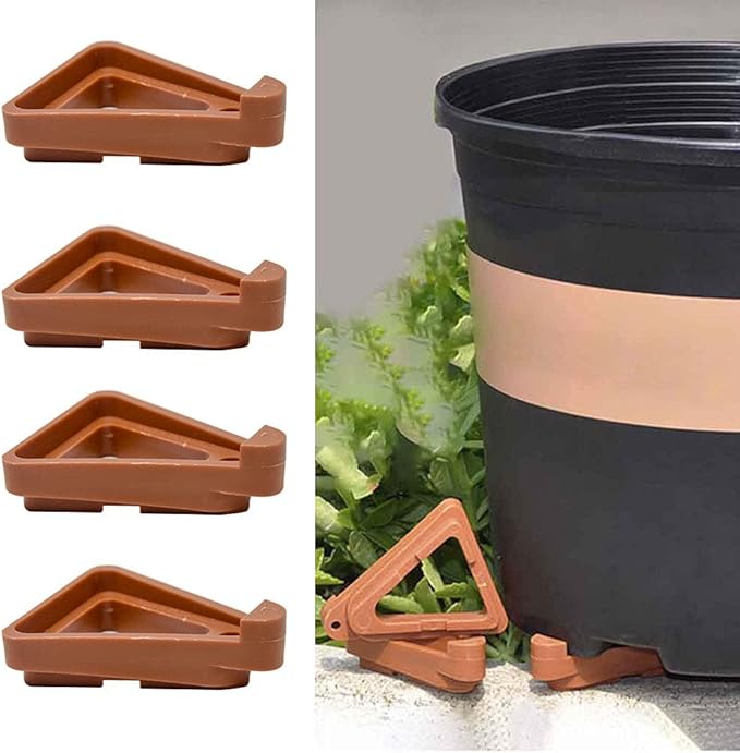 24pcs Plant Pot Feet, Invisible Flower Pot Risers, Pot Lifters Support, Triangle Feet Lifter, Terra Cotta Pot Toes for Indoor Outdoor Planters & Gardening Plant Container (Brick-red)
