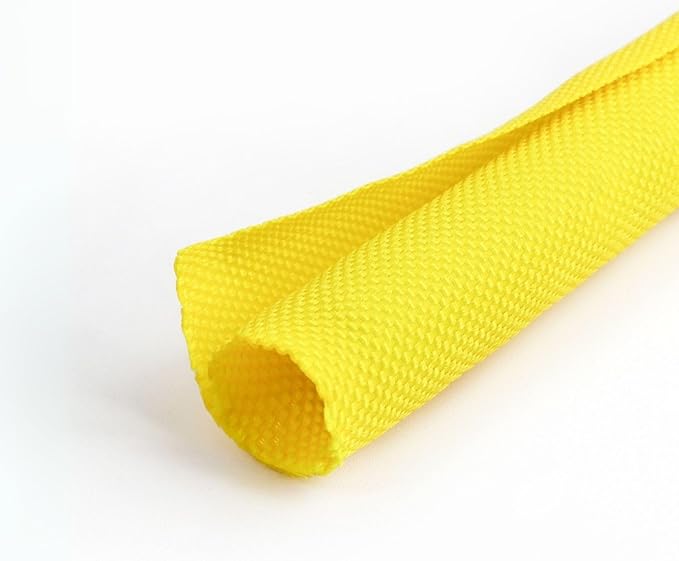 3/4 inch Split Braided Cable Management Sleeve for USB Cable Power Cord Audio Video Cable, Wire Loom Cord Protector from Cat Dog Chewing (Yellow, 25FT)