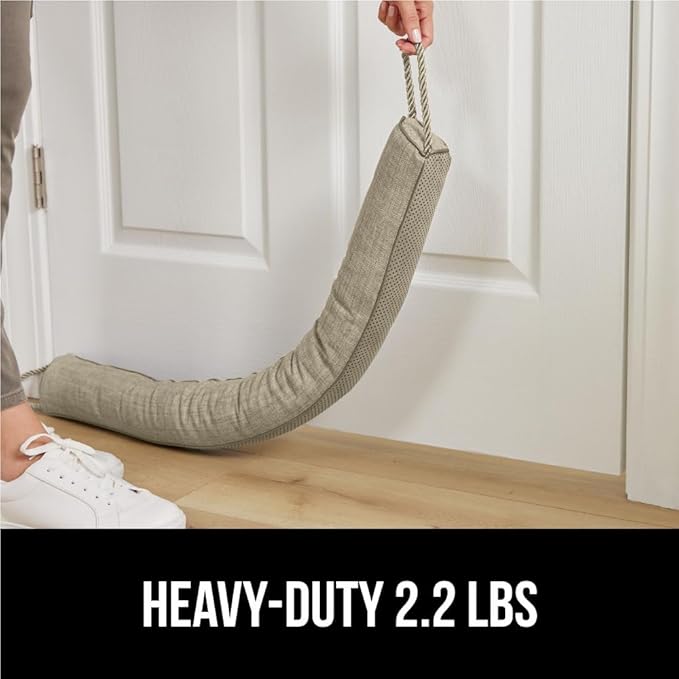 GORILLA GRIP Door Draft Stopper for Bottom of Doors, Sweep Weather Stripping Seal Noise, Cold Air Blocker, Soundproofing, Warmth Sealer, Easy Install Gap Filler, Home Essentials, 38 Inch, Beige
