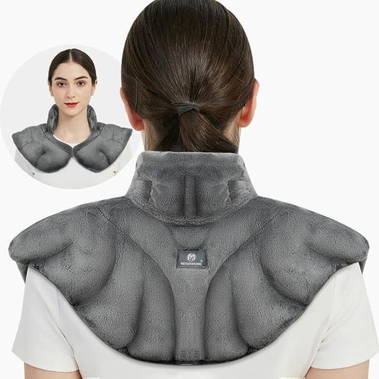 Microwavable Heat Pad for Neck and Shoulders, Weighted Microwave Moist Heating Wrap for Pain Relief Sore Muscle Stress Tension, Heated Wrap with Aromatherapy, Hot & Cold Compress, Grey