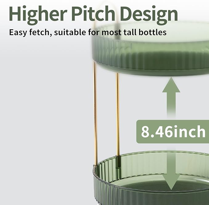 360 Rotating Makeup Organizer for Vanity, 2 Tier Large Capacity Skincare Organizers, Bathroom Counter Organizer, Spinning Perfume Organizer & Vanity Organizer (Green-2 Tier)