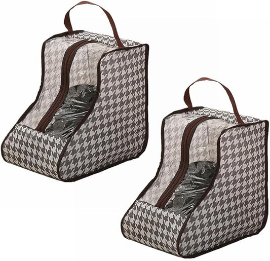 Travel Shoe Bags Tall/Short Boots Storage Bags Dust-proof Shoe Storage Organizer Shoe Pouch with Zipper for Travel and Daily (2 pack short grid)