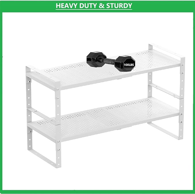 Multi-Functional Metal Shoe Rack, Space-Saving, Perfect for Entryway, Closet, Bathroom, etc. - Sturdy and Durable, High Weight Capacity（1PACK/White/Large