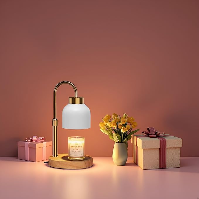Candle Warmer Lamp with Dimmer Adjustable Height, 2/4/8H Timer,Vintage Home Decor for Scented Jar